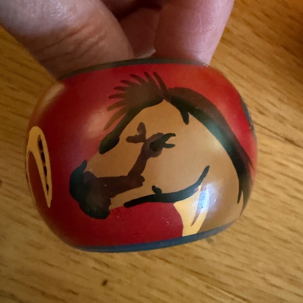 Horse Western Hand Painted Napkin Rings Six (6) Total Made in India